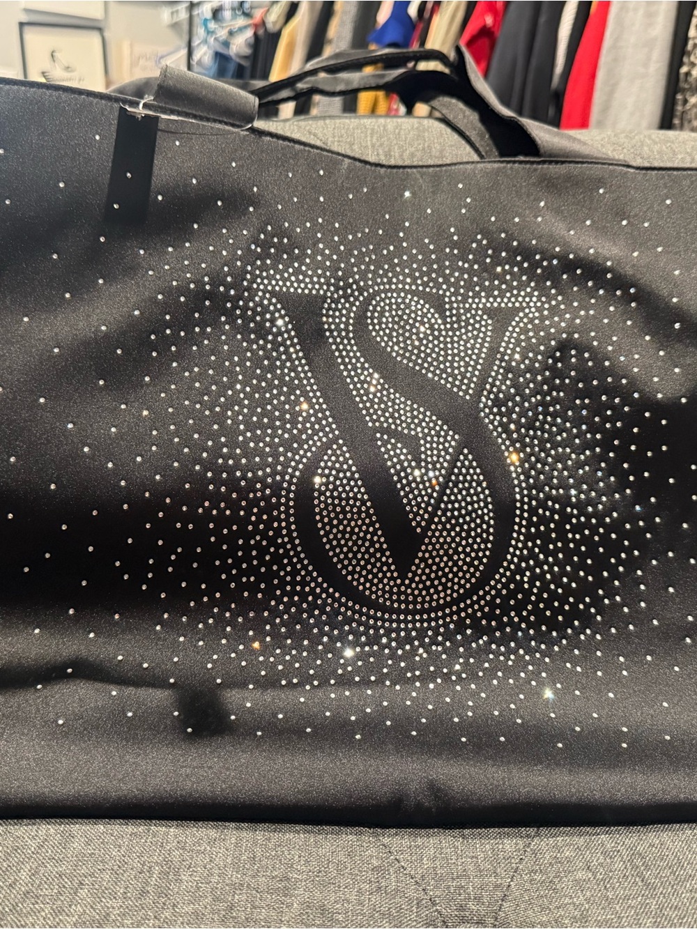 Victoria's Secret Black Rhinestone Tote Weekend Bag